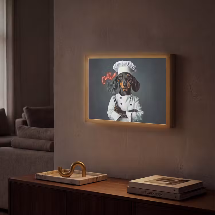 Quote - Neon - Hond - Kokskleding Light Box met batterij (Wandlamp) middel -sfeer1