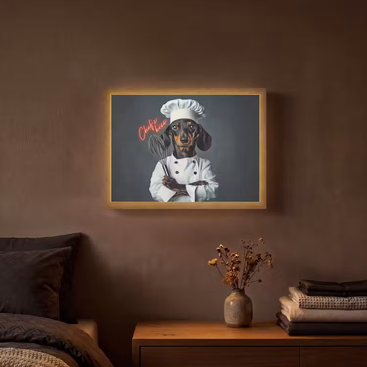 Quote - Neon - Hond - Kokskleding Light Box met batterij (Wandlamp) middel -sfeer4