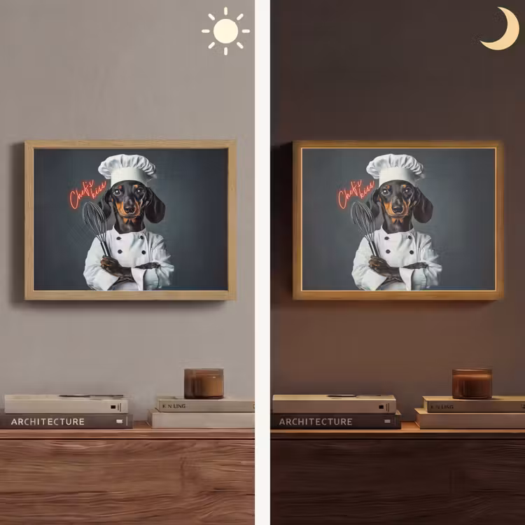 Quote - Neon - Hond - Kokskleding Light Box met batterij (Wandlamp) middel -sfeer3