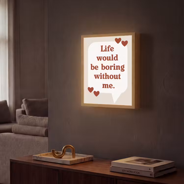 Quote - Tekstballon - Hartjes Light Box met batterij (Wandlamp) middel -sfeer1
