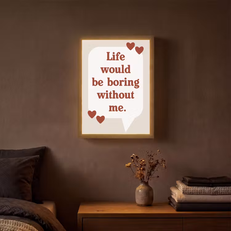 Quote - Tekstballon - Hartjes Light Box met batterij (Wandlamp) middel -sfeer4