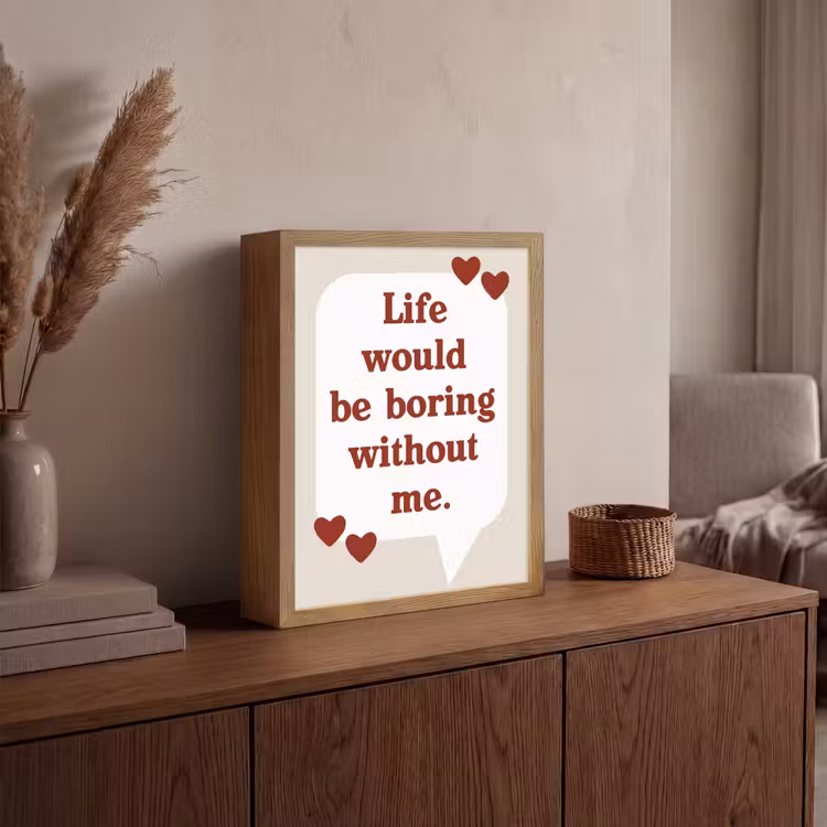 Quote - Tekstballon - Hartjes Light Box met batterij (Wandlamp) middel -sfeer2