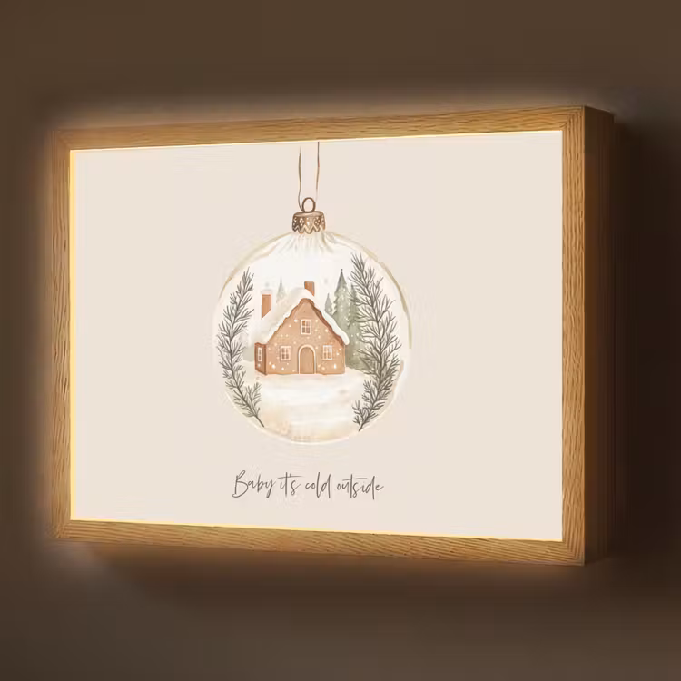 Quote - Winter - Kerst - Beige - Kerstbal Light Box met batterij (Wandlamp) middel -z3d_website