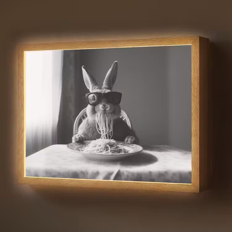 Konijn - Bunny - Zonnebril - Tafelkleed - Pasta - Schattig Light Box met batterij (Wandlamp) middel -z3d_website