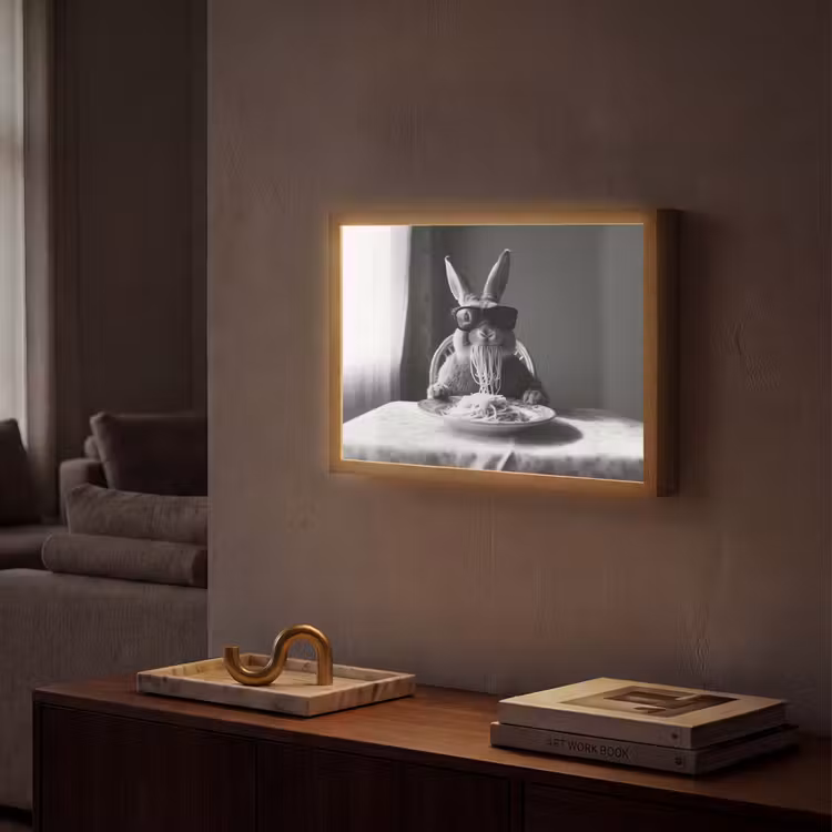 Konijn - Bunny - Zonnebril - Tafelkleed - Pasta - Schattig Light Box met batterij (Wandlamp) middel -sfeer1
