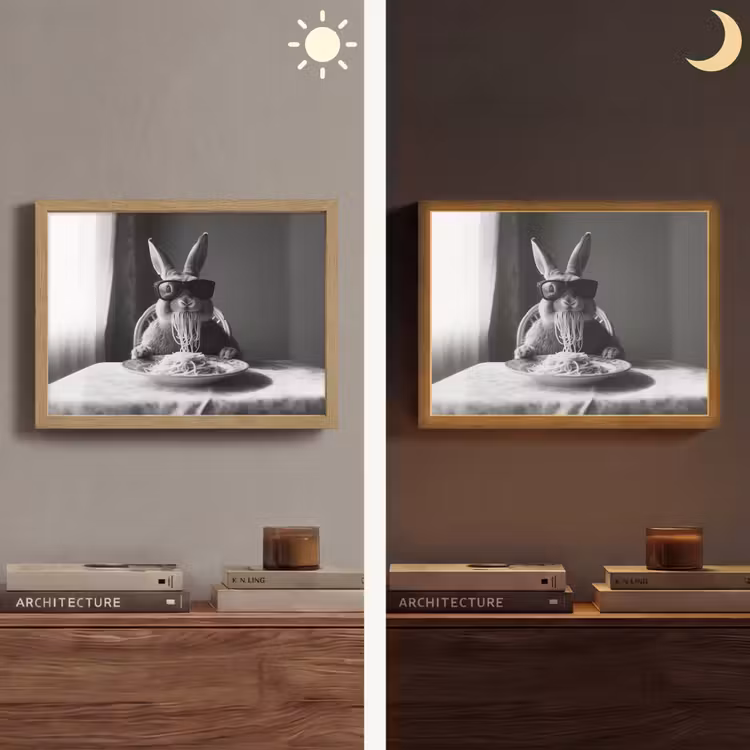 Konijn - Bunny - Zonnebril - Tafelkleed - Pasta - Schattig Light Box met batterij (Wandlamp) middel -sfeer3