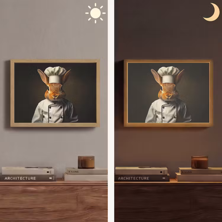 Konijn - Kok - Dier Light Box met batterij (Wandlamp) middel -sfeer3