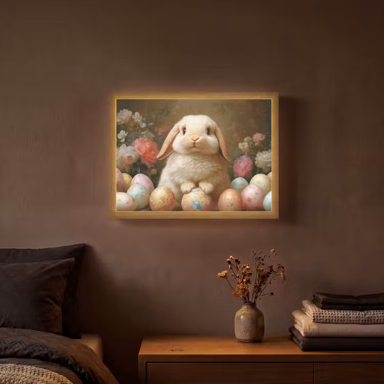 Konijn - Paaseieren - Stilleven Light Box met batterij (Wandlamp) middel -sfeer4