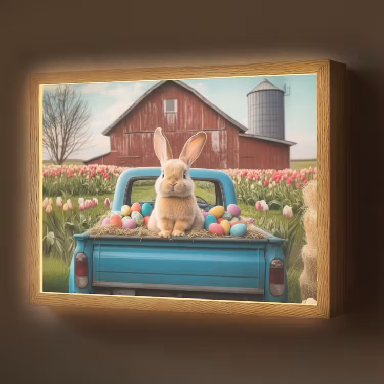 Konijn - Boerderij - Eieren Light Box met batterij (Wandlamp) middel -z3d_website