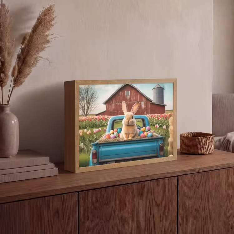Konijn - Boerderij - Eieren Light Box met batterij (Wandlamp) middel -sfeer2