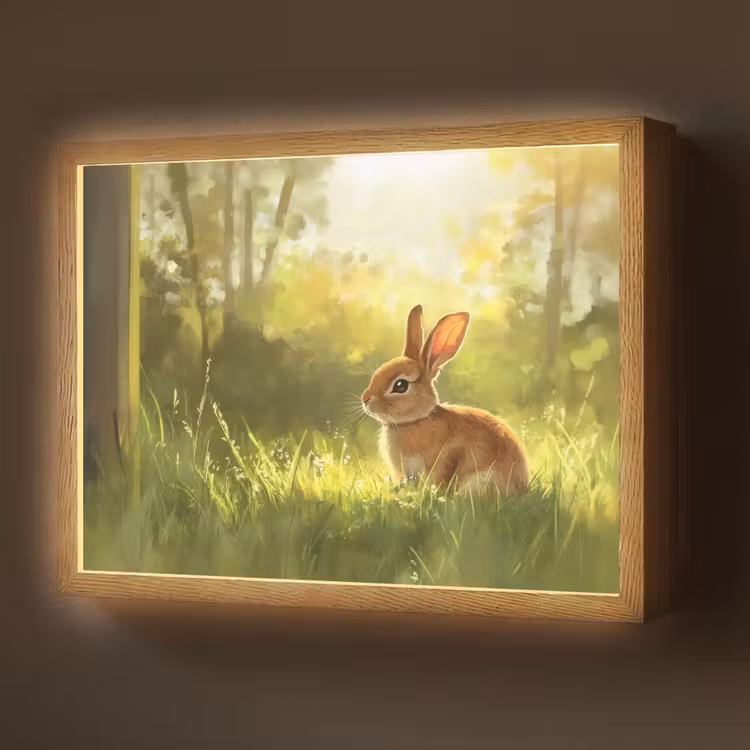 Konijn - Zonlicht - Bos Light Box met batterij (Wandlamp) middel -z3d_website