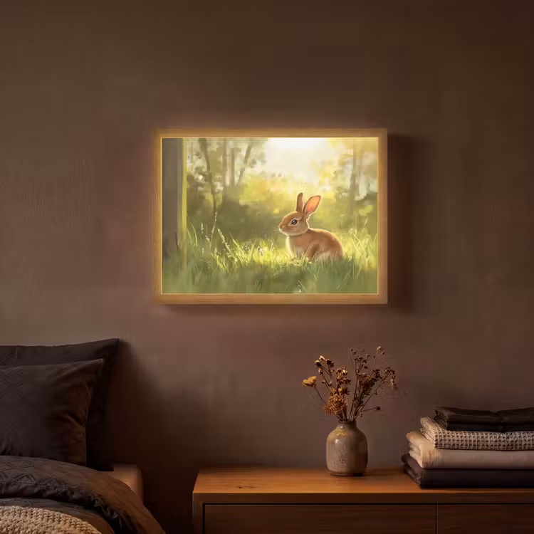 Konijn - Zonlicht - Bos Light Box met batterij (Wandlamp) middel -sfeer4