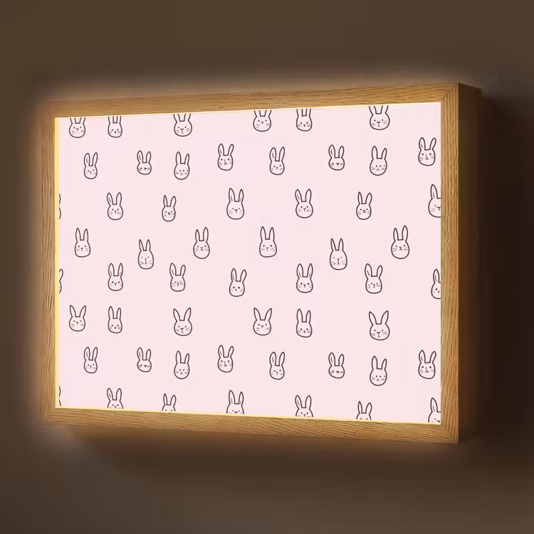 Konijnen - Minimalistisch - Roze Light Box met batterij (Wandlamp) middel 907 -z3d_website