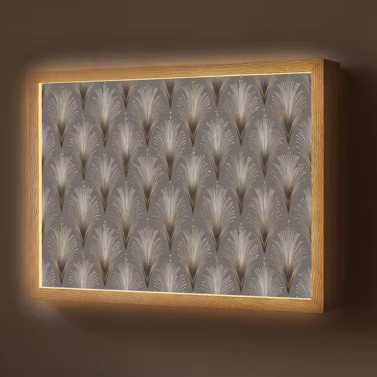 Waaierstralen - Goud - Antraciet Light Box met batterij (Wandlamp) middel 907 -z3d_website