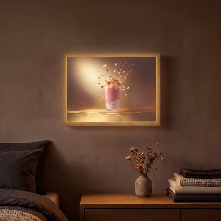 Framboos - Smoothie - Drinken - Roze Light Box met batterij (Wandlamp) middel -sfeer4