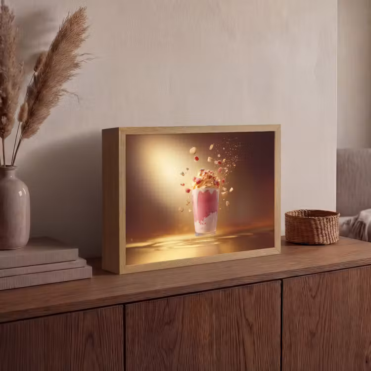 Framboos - Smoothie - Drinken - Roze Light Box met batterij (Wandlamp) middel -sfeer2