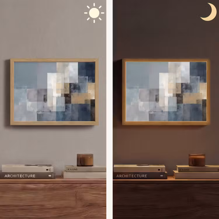 Rechthoeken - Abstract - Blauw Light Box met batterij (Wandlamp) middel -sfeer3