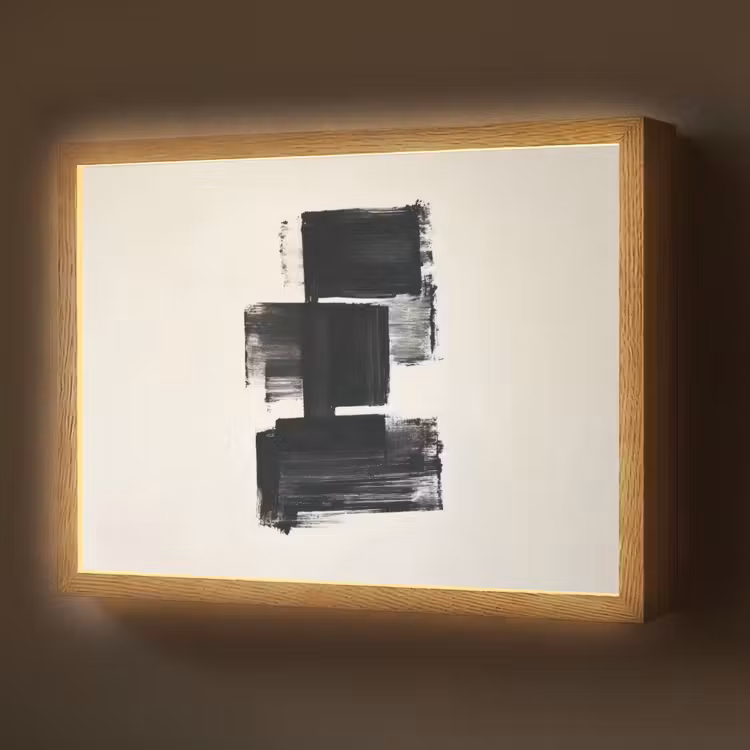 Rechthoeken - Penseelstreken - Abstract - Zwart Light Box met batterij (Wandlamp) middel -z3d_website