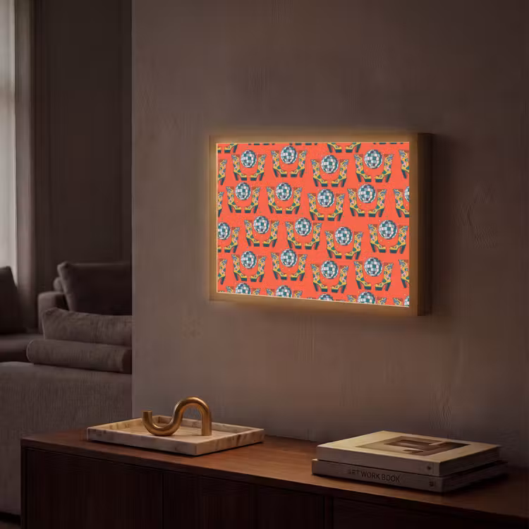 Rood - Disco - Patroon Light Box met batterij (Wandlamp) middel 907 -sfeer1