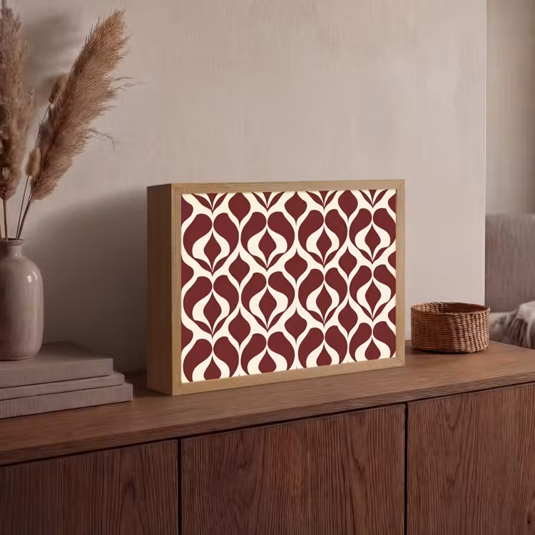 Rood - Druppelpatroon - Grafisch Light Box met batterij (Wandlamp) middel 907 -sfeer2
