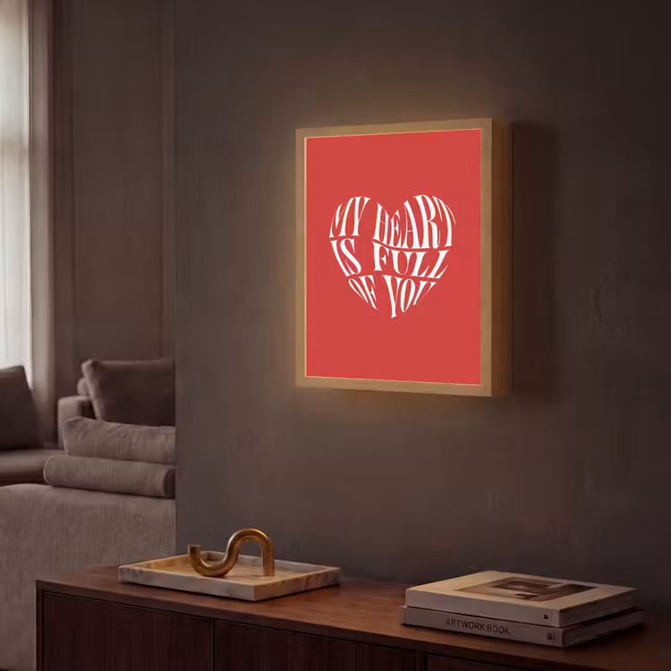Rood - Hart- Tekst - Valentijn Light Box met batterij (Wandlamp) middel -sfeer1