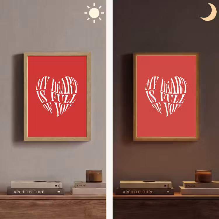 Rood - Hart- Tekst - Valentijn Light Box met batterij (Wandlamp) middel -sfeer3