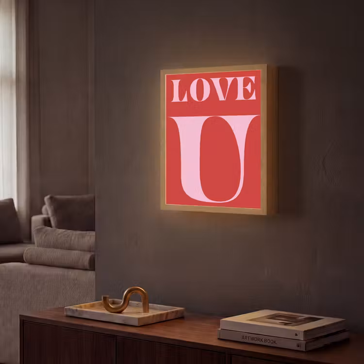 Rood - Love - Valentijn - Roze Light Box met batterij (Wandlamp) middel -sfeer1