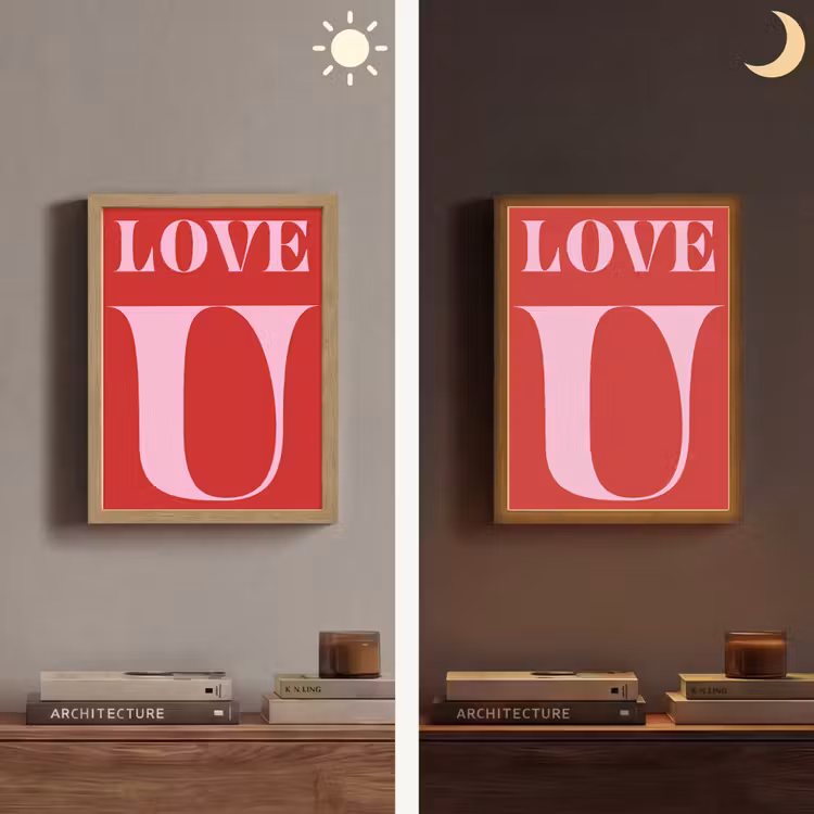 Rood - Love - Valentijn - Roze Light Box met batterij (Wandlamp) middel -sfeer3