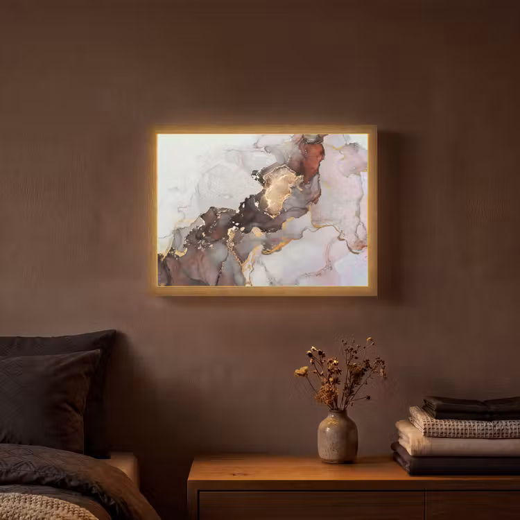 Rood - Marmer - Goud Light Box met batterij (Wandlamp) middel -sfeer4