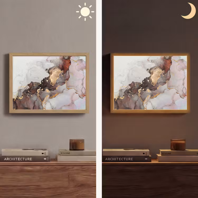 Rood - Marmer - Goud Light Box met batterij (Wandlamp) middel -sfeer3