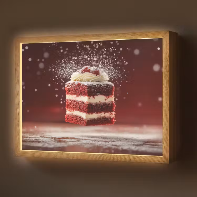 Rode - Velvet - Taart - Eten Light Box met batterij (Wandlamp) middel -z3d_website