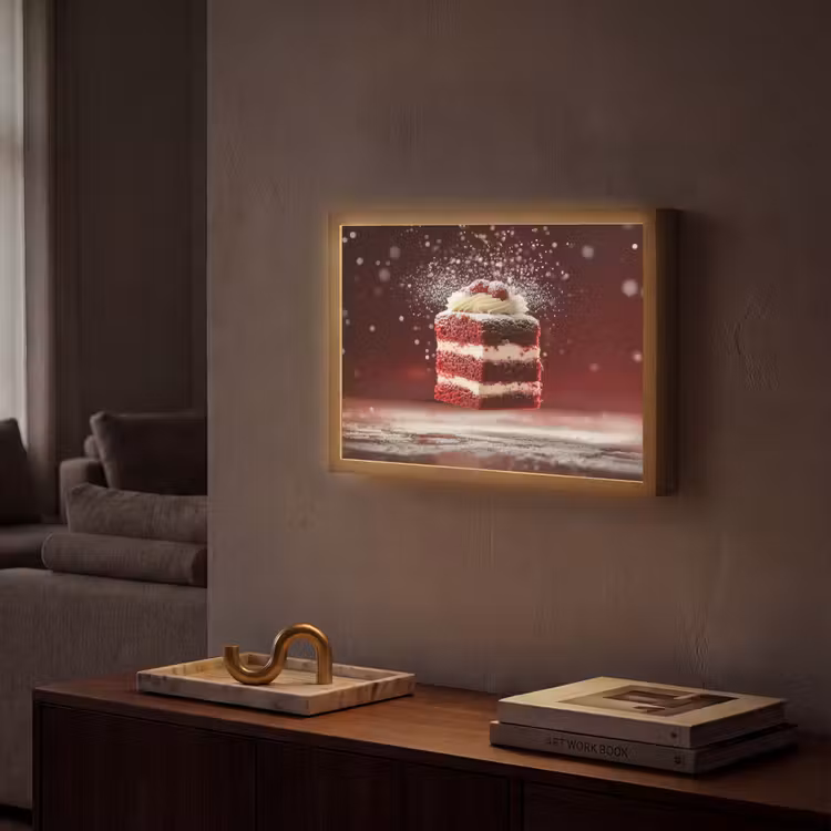Rode - Velvet - Taart - Eten Light Box met batterij (Wandlamp) middel -sfeer1