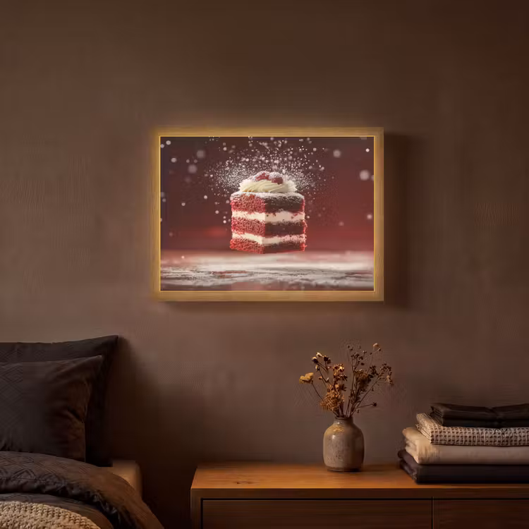 Rode - Velvet - Taart - Eten Light Box met batterij (Wandlamp) middel -sfeer4