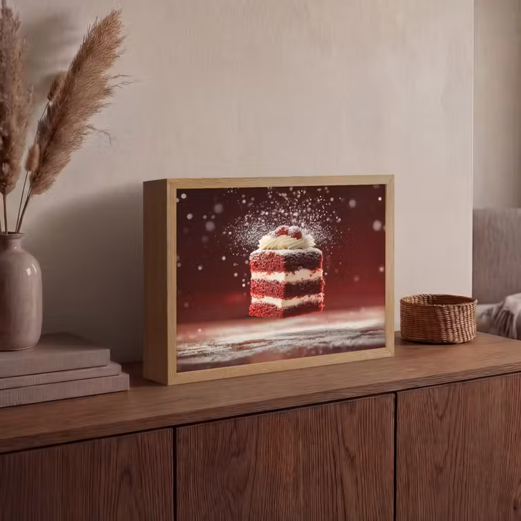 Rode - Velvet - Taart - Eten Light Box met batterij (Wandlamp) middel -sfeer2