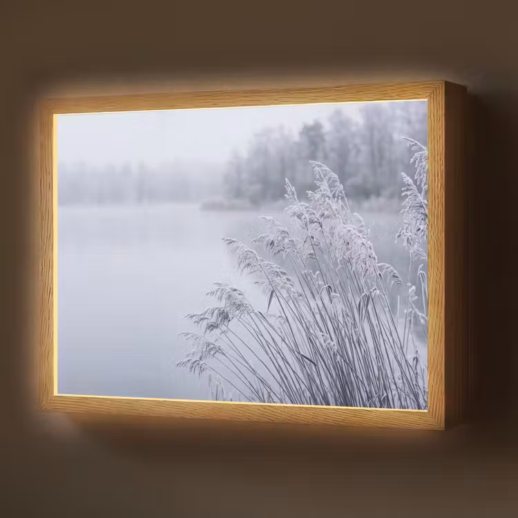 Riet - Bevroren - Winter - Natuur Light Box met batterij (Wandlamp) middel -z3d_website