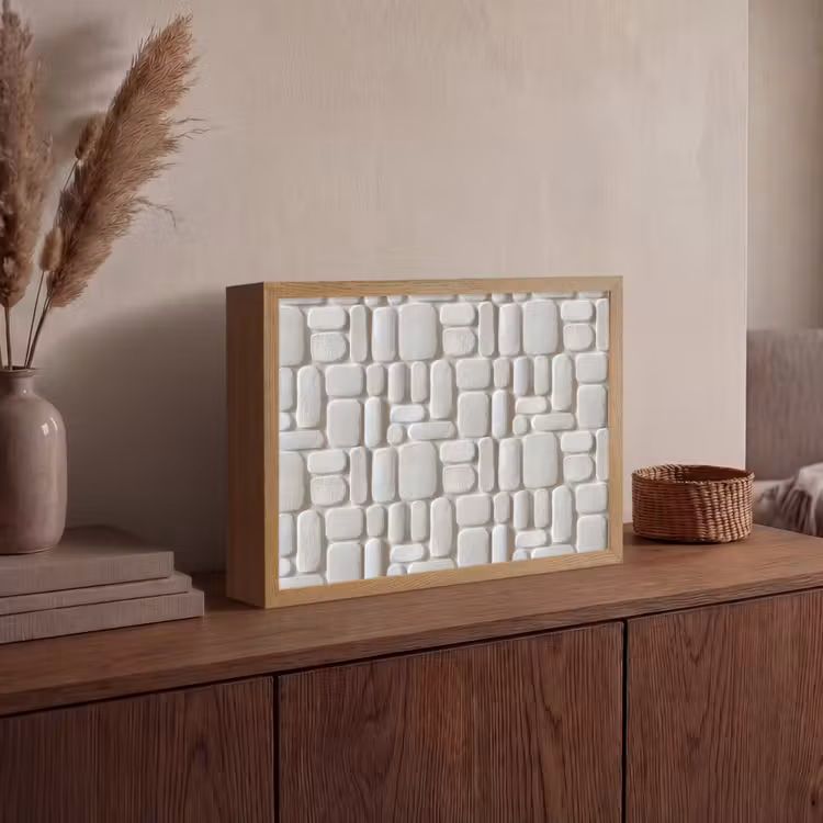Reliëf - Structuur - Wit Light Box met batterij (Wandlamp) middel 907 -sfeer2