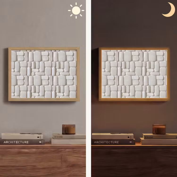Reliëf - Structuur - Wit Light Box met batterij (Wandlamp) middel 907 -sfeer3