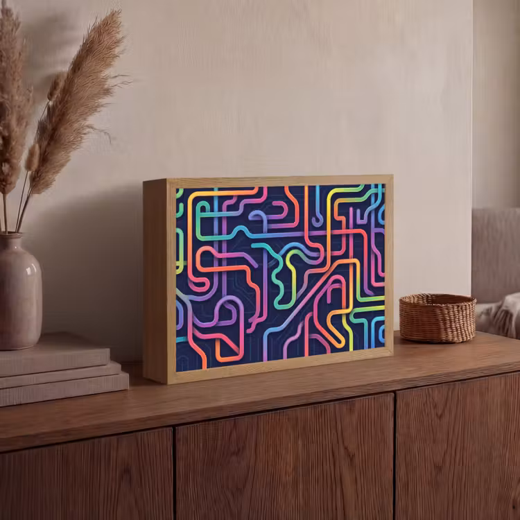 Retro - Abstract - Neon Light Box met batterij (Wandlamp) middel -sfeer2