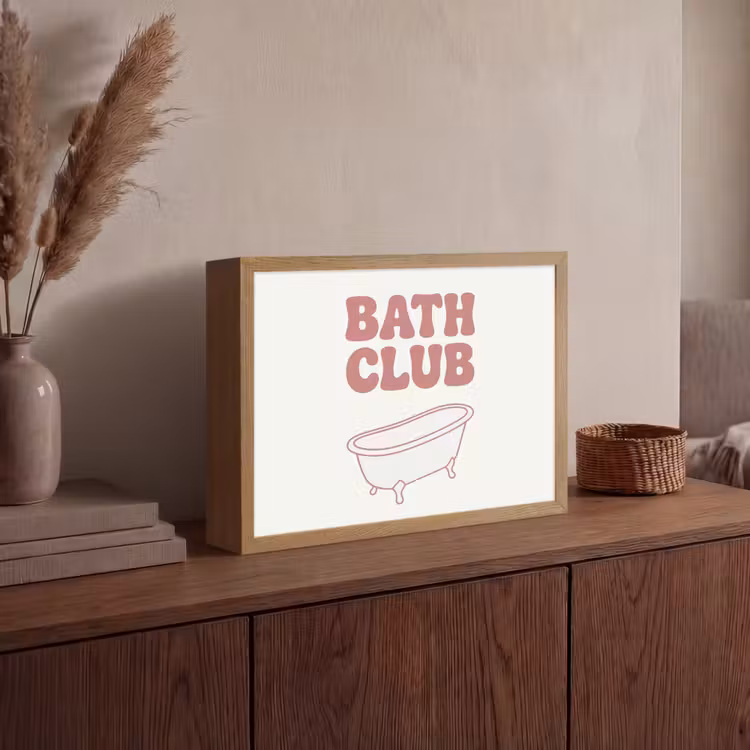 Retro - Bad - Roze Light Box met batterij (Wandlamp) middel -sfeer2