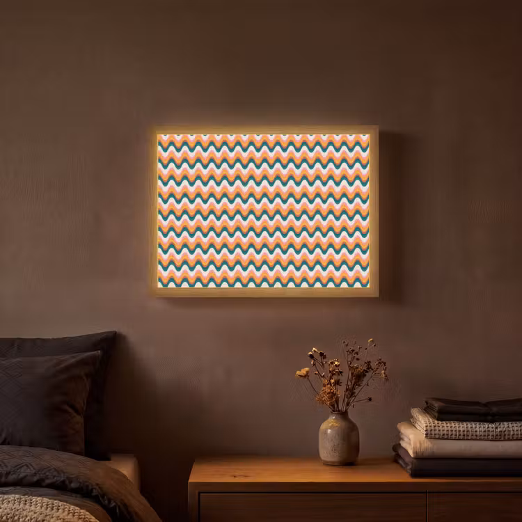 Retro - Disco - Golven - Kleur Light Box met batterij (Wandlamp) middel 907 -sfeer4