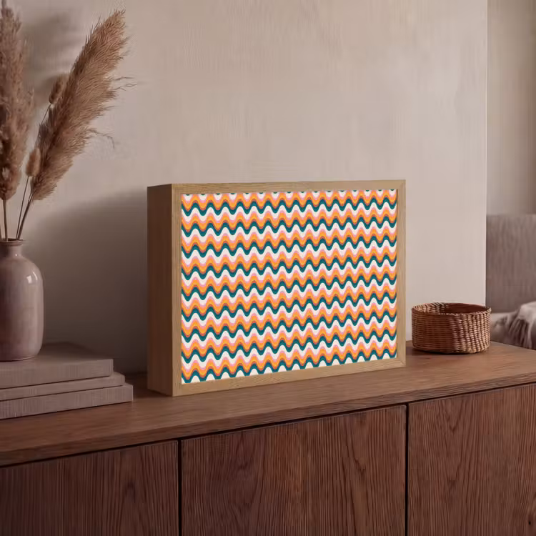 Retro - Disco - Golven - Kleur Light Box met batterij (Wandlamp) middel 907 -sfeer2