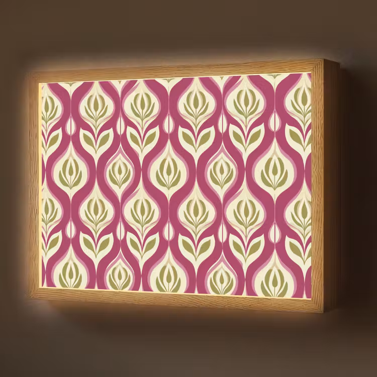 Retro - Floraal - Paars Light Box met batterij (Wandlamp) middel 907 -z3d_website