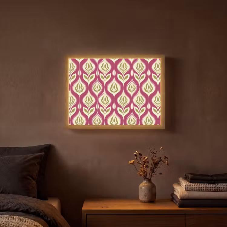 Retro - Floraal - Paars Light Box met batterij (Wandlamp) middel 907 -sfeer4