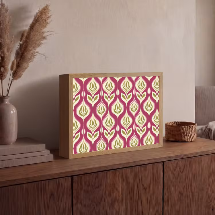 Retro - Floraal - Paars Light Box met batterij (Wandlamp) middel 907 -sfeer2