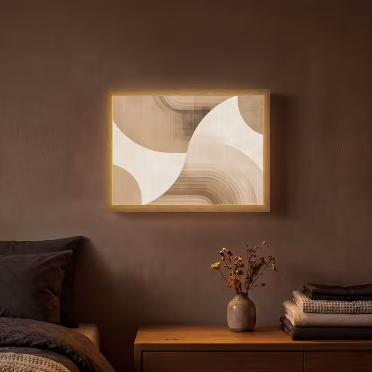 Retro - Geometrische lagen - Aardetinten Light Box met batterij (Wandlamp) middel -sfeer4