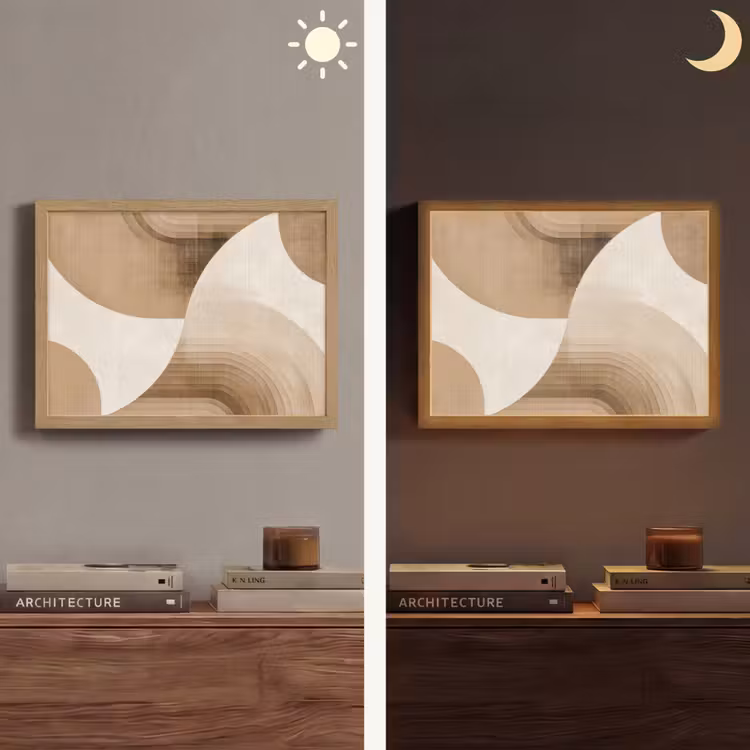 Retro - Geometrische lagen - Aardetinten Light Box met batterij (Wandlamp) middel -sfeer3
