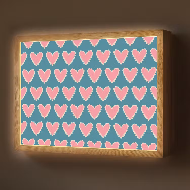 Retro - Hartjes - Patroon Light Box met batterij (Wandlamp) middel 907 -z3d_website