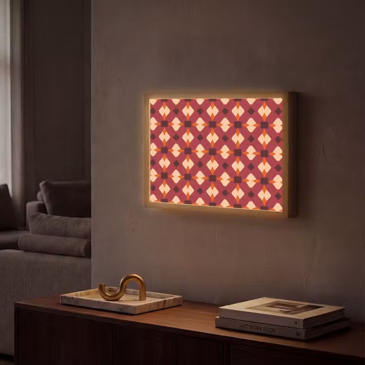 Retro - Patroon - Kleurrijk Light Box met batterij (Wandlamp) middel 907 -sfeer1