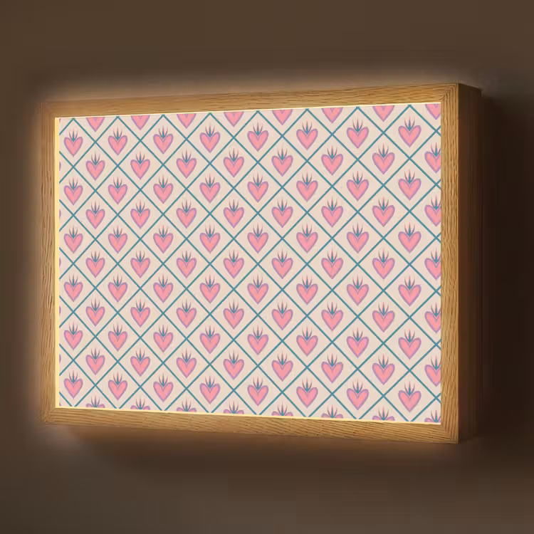 Retro - Ruit - Hartjes - Patroon Light Box met batterij (Wandlamp) middel 907 -z3d_website