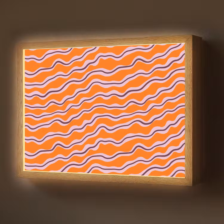 Retro - Golvend - Oranje Light Box met batterij (Wandlamp) middel 907 -z3d_website